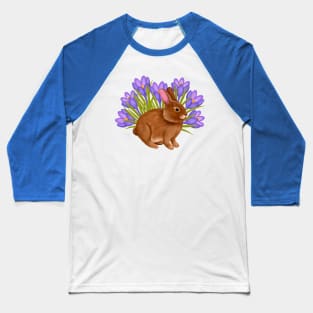 Bunny In The Crocus Flower Field Baseball T-Shirt